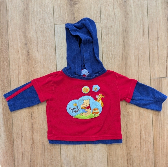 Disney Other - Y2K Winnie The Pooh Red & Blue Hoodie Long Sleeve Shirt